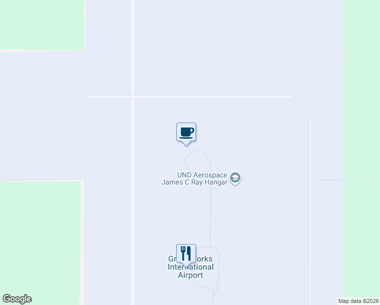 map of restaurants, bars, coffee shops, grocery stores, and more near 2787 Airport Drive in Grand Forks