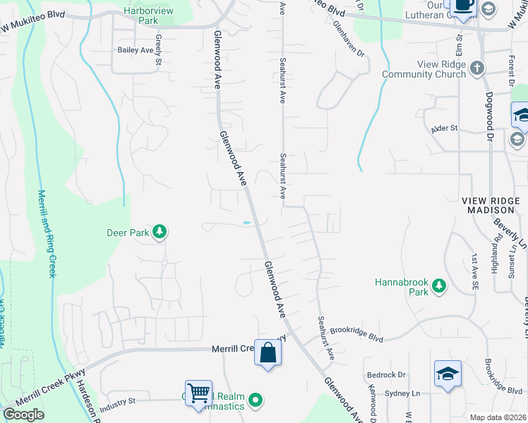 map of restaurants, bars, coffee shops, grocery stores, and more near 5209 Glenwood Avenue in Everett