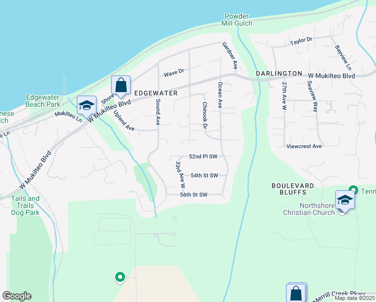 map of restaurants, bars, coffee shops, grocery stores, and more near 3305 52nd Place Southwest in Everett