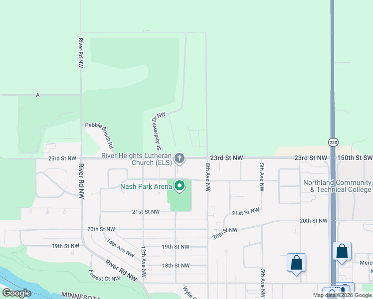map of restaurants, bars, coffee shops, grocery stores, and more near 2214 10th Avenue Northwest in East Grand Forks