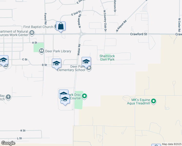 map of restaurants, bars, coffee shops, grocery stores, and more near 1500 East D Street in Deer Park