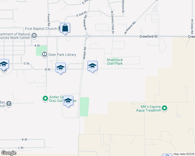 map of restaurants, bars, coffee shops, grocery stores, and more near 1500 East D Street in Deer Park