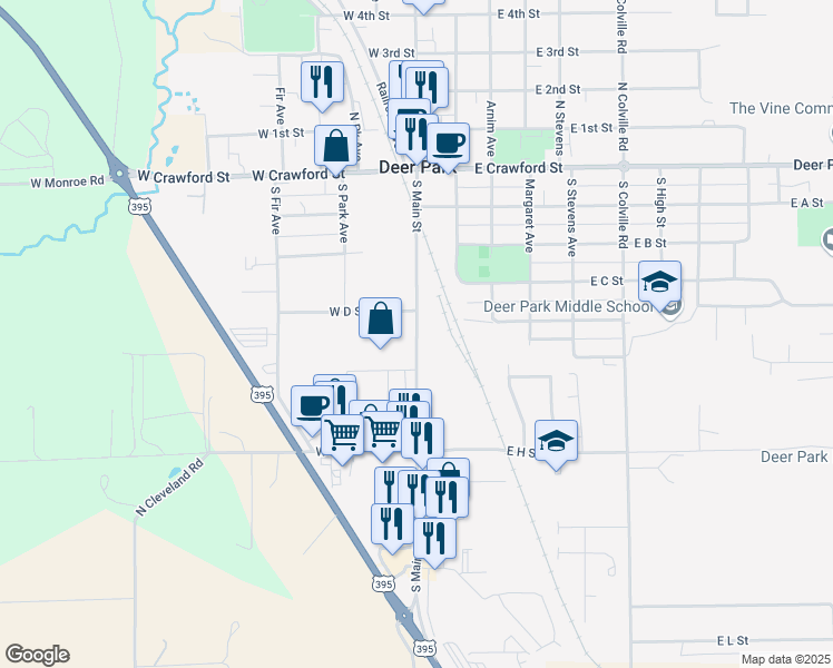 map of restaurants, bars, coffee shops, grocery stores, and more near 428 South Main Street in Deer Park