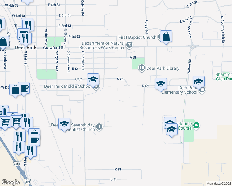 map of restaurants, bars, coffee shops, grocery stores, and more near 403 Evergreen Court in Deer Park