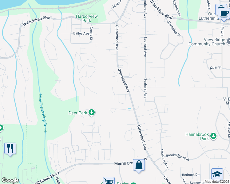 map of restaurants, bars, coffee shops, grocery stores, and more near 1520 51st Place Southwest in Everett