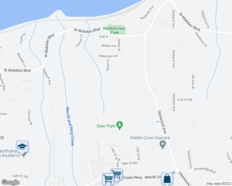 map of restaurants, bars, coffee shops, grocery stores, and more near 1711 Edgemoor Lane in Everett