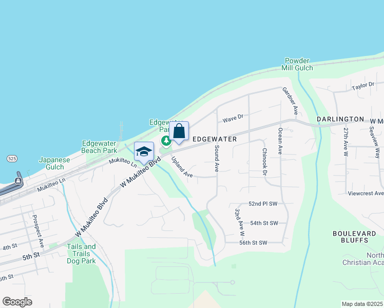 map of restaurants, bars, coffee shops, grocery stores, and more near 3702 West Mukilteo Boulevard in Everett