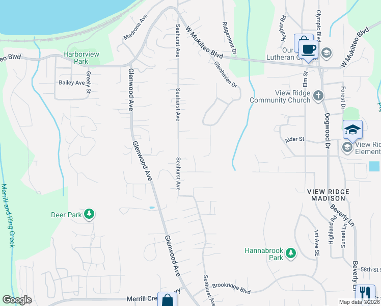 map of restaurants, bars, coffee shops, grocery stores, and more near 5002 10th Place West in Everett