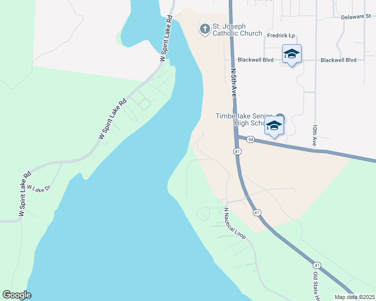 map of restaurants, bars, coffee shops, grocery stores, and more near 30925 North Hornick Lane in Spirit Lake