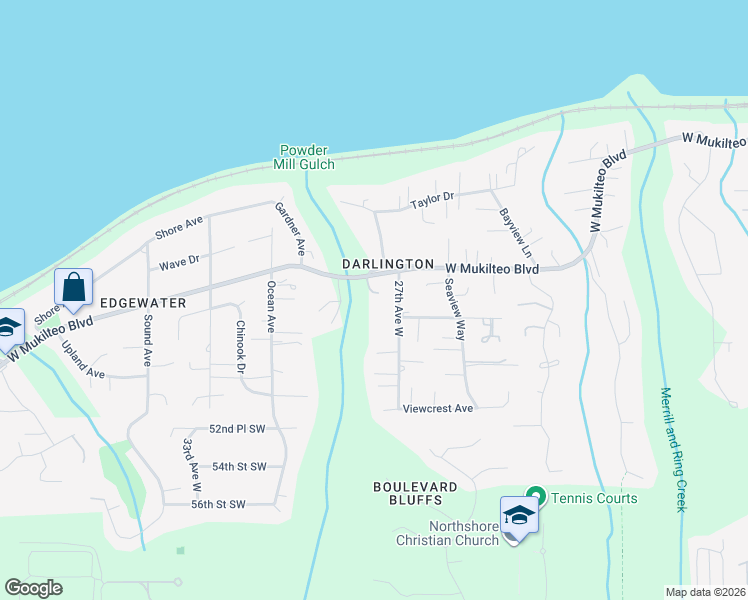 map of restaurants, bars, coffee shops, grocery stores, and more near 5004 27th Avenue West in Everett