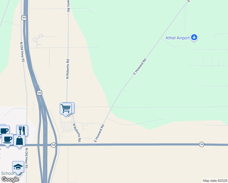 map of restaurants, bars, coffee shops, grocery stores, and more near 7720 East Howard Road in Athol