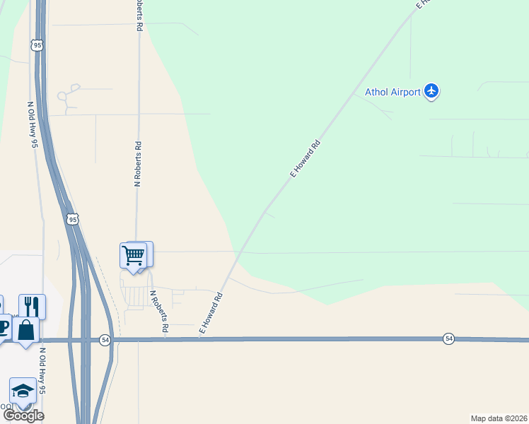 map of restaurants, bars, coffee shops, grocery stores, and more near 7720 East Howard Road in Athol