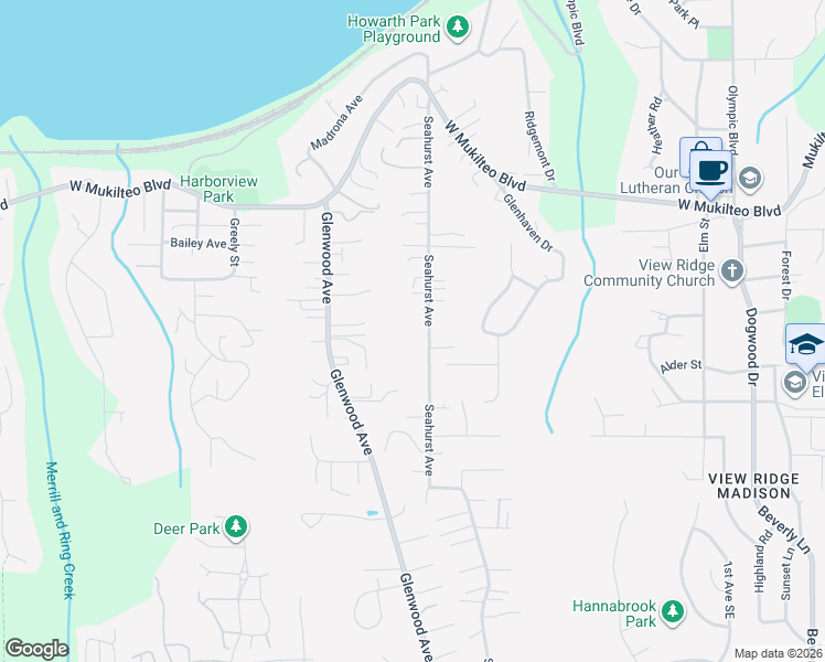 map of restaurants, bars, coffee shops, grocery stores, and more near 4830 Seahurst Avenue in Everett
