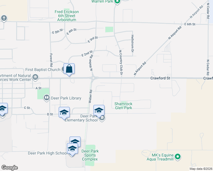 map of restaurants, bars, coffee shops, grocery stores, and more near 2100 East Crawford Street in Deer Park