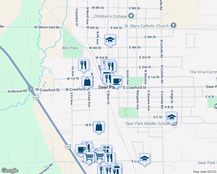 map of restaurants, bars, coffee shops, grocery stores, and more near in Deer Park