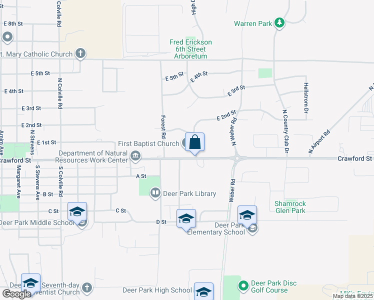 map of restaurants, bars, coffee shops, grocery stores, and more near 1205 East Crawford Street in Deer Park