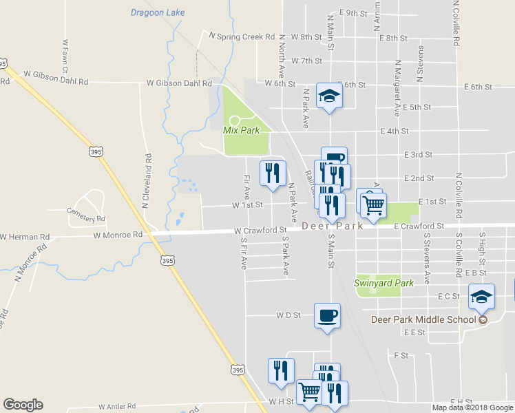 map of restaurants, bars, coffee shops, grocery stores, and more near 248 West Crawford Street in Deer Park