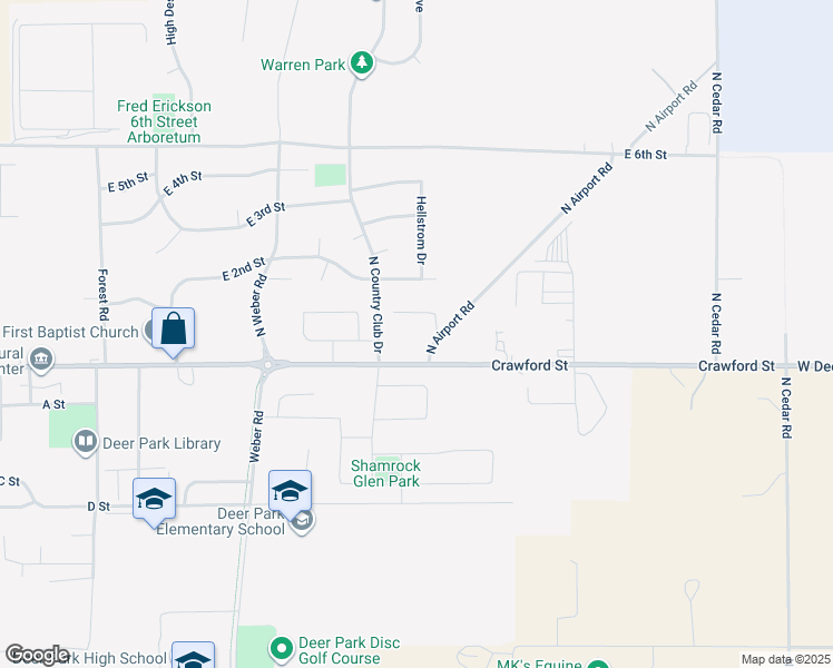 map of restaurants, bars, coffee shops, grocery stores, and more near 1809 East Crawford Street in Deer Park