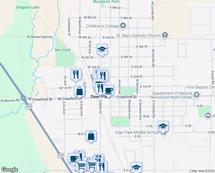 map of restaurants, bars, coffee shops, grocery stores, and more near 14 North Vernon Avenue in Deer Park
