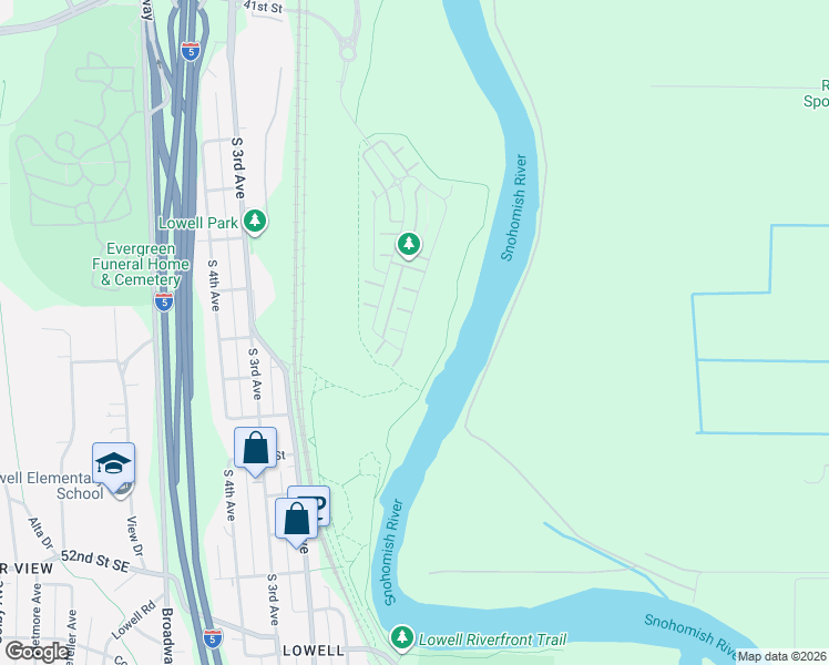 map of restaurants, bars, coffee shops, grocery stores, and more near 4623 31st Avenue Southeast in Everett