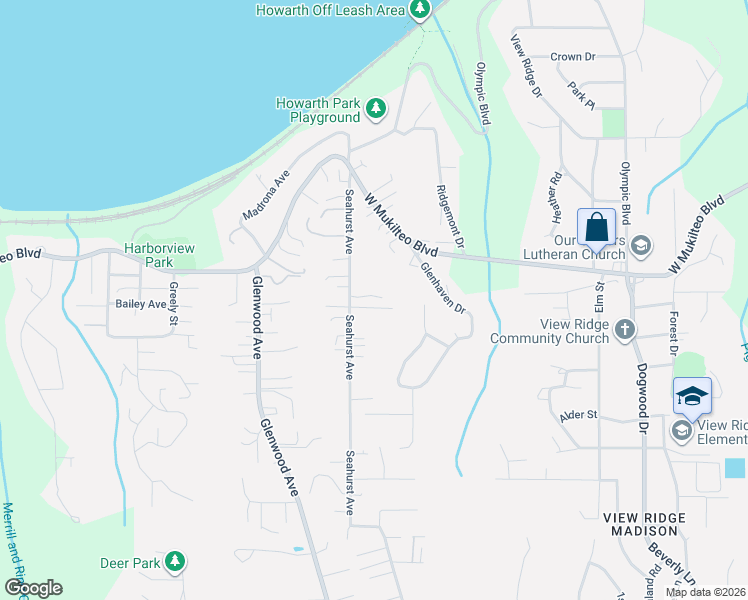 map of restaurants, bars, coffee shops, grocery stores, and more near 4631 Seahurst Avenue in Everett