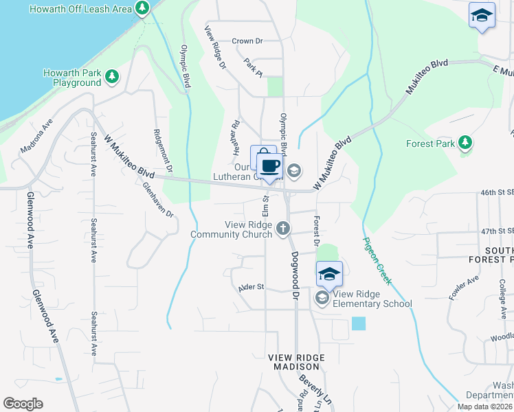 map of restaurants, bars, coffee shops, grocery stores, and more near 409 Wood Place in Everett