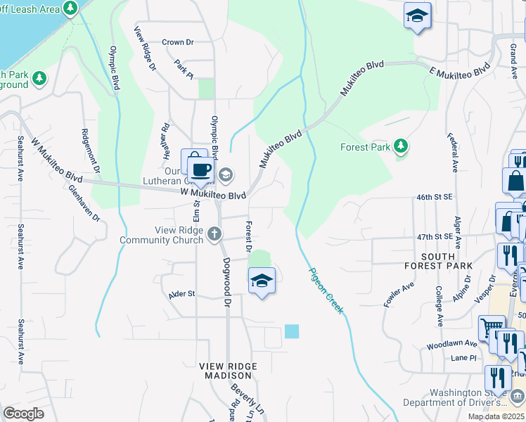 map of restaurants, bars, coffee shops, grocery stores, and more near 124 46th Street Southwest in Everett