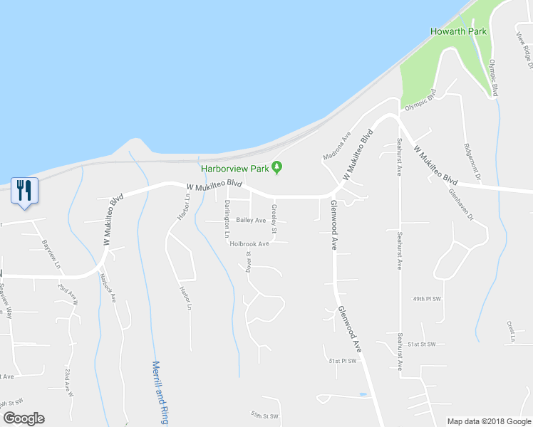 map of restaurants, bars, coffee shops, grocery stores, and more near 1707 Bailey Avenue in Everett