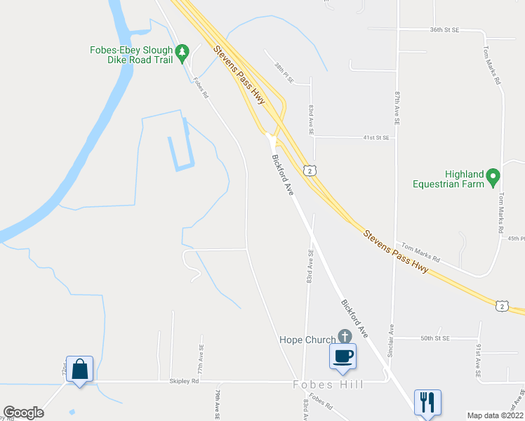map of restaurants, bars, coffee shops, grocery stores, and more near 4409 Fobes Road in Snohomish