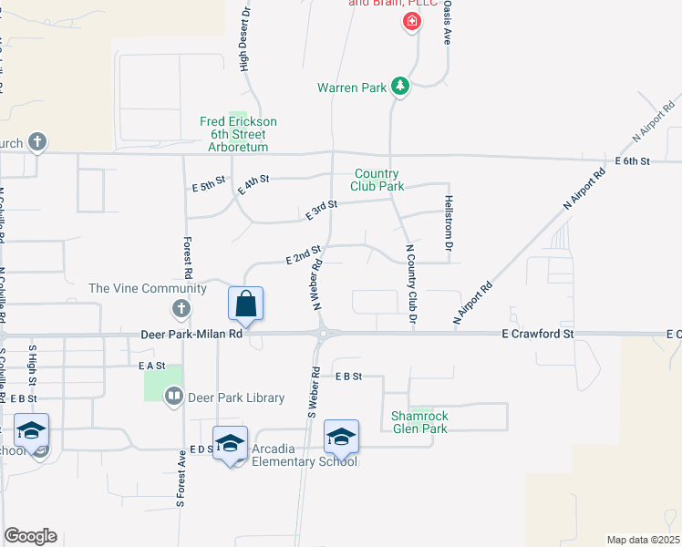 map of restaurants, bars, coffee shops, grocery stores, and more near 1512 East First Court in Deer Park