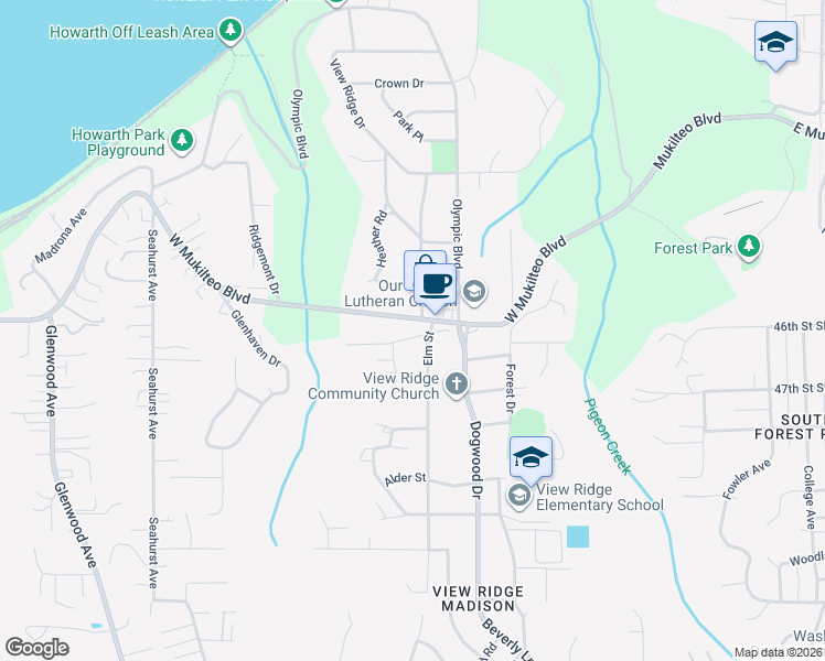 map of restaurants, bars, coffee shops, grocery stores, and more near 409 Wood Place in Everett