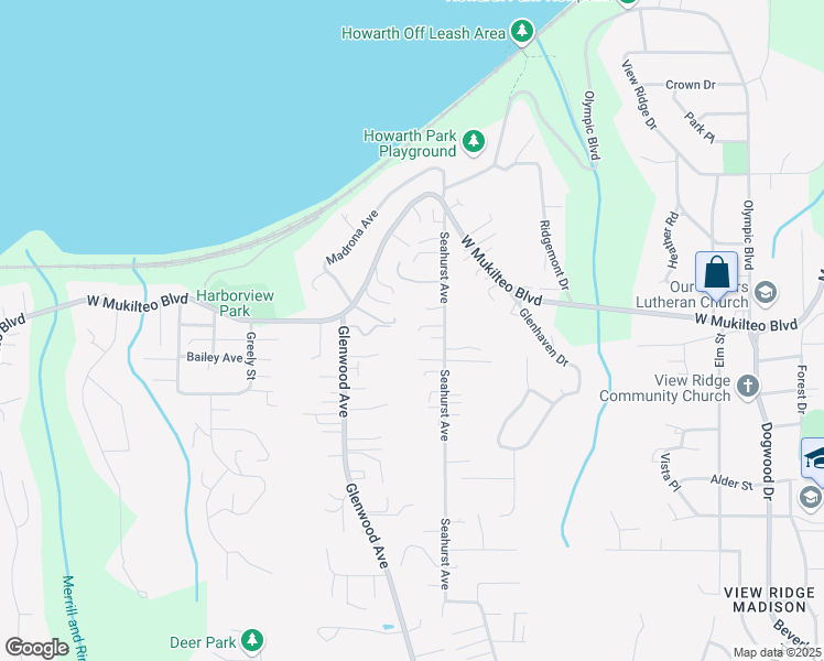 map of restaurants, bars, coffee shops, grocery stores, and more near 4617 Glenwood Avenue in Everett