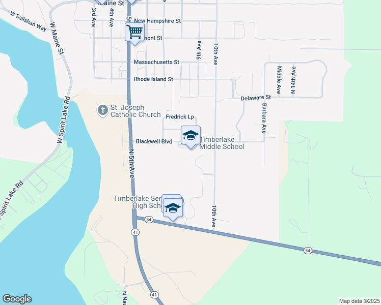 map of restaurants, bars, coffee shops, grocery stores, and more near 5830 Blackwell Boulevard in Spirit Lake