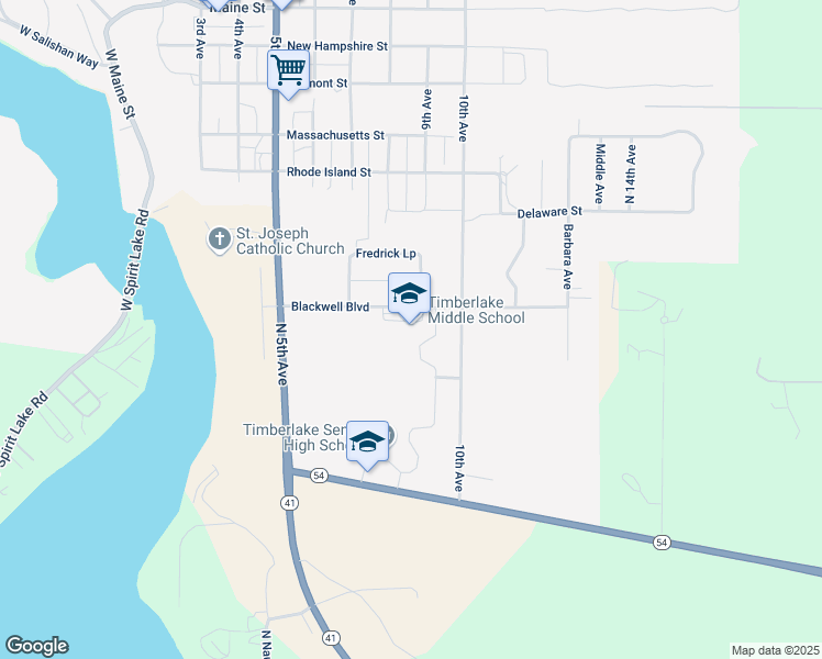 map of restaurants, bars, coffee shops, grocery stores, and more near 5830 Blackwell Boulevard in Spirit Lake