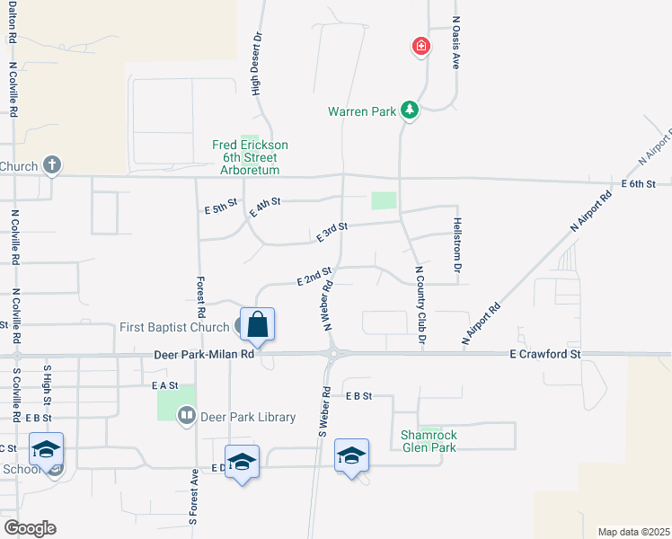 map of restaurants, bars, coffee shops, grocery stores, and more near 1512 East First Court in Deer Park