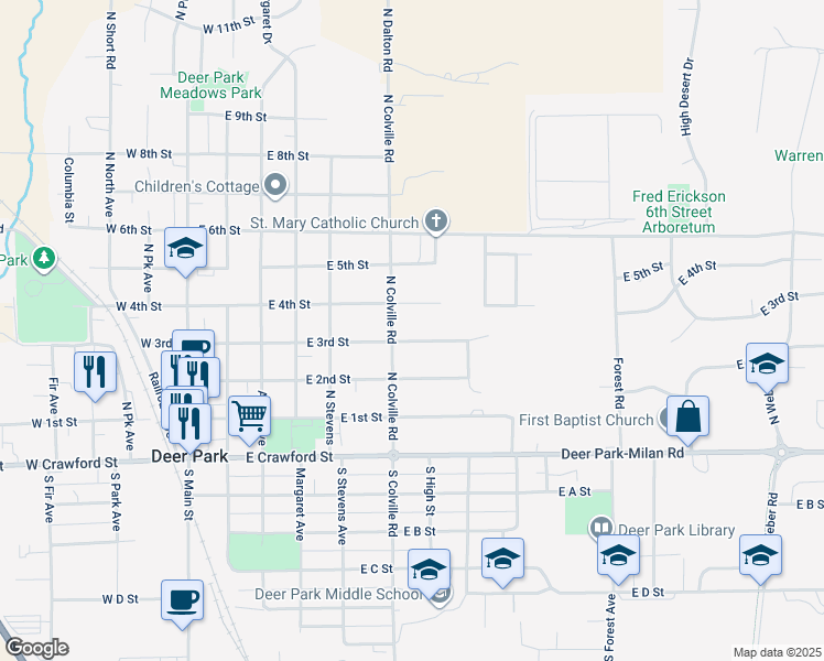 map of restaurants, bars, coffee shops, grocery stores, and more near 518 East 4th Street in Deer Park