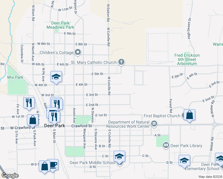 map of restaurants, bars, coffee shops, grocery stores, and more near 518 East 4th Street in Deer Park