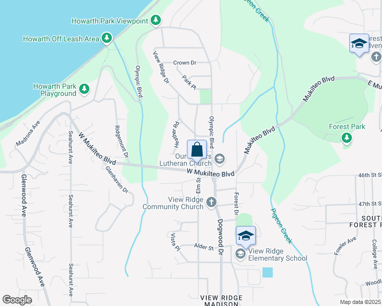map of restaurants, bars, coffee shops, grocery stores, and more near 205 Heather Road in Everett