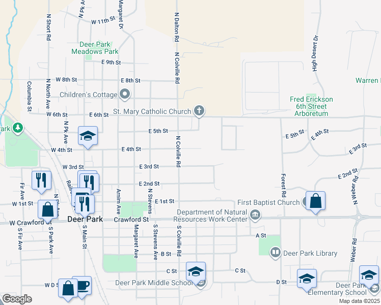 map of restaurants, bars, coffee shops, grocery stores, and more near 518 East 4th Street in Deer Park