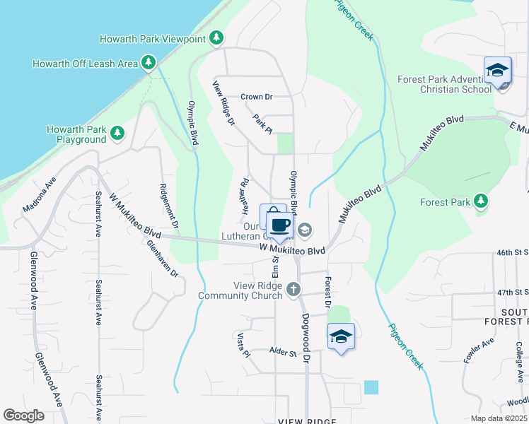 map of restaurants, bars, coffee shops, grocery stores, and more near 205 Heather Road in Everett