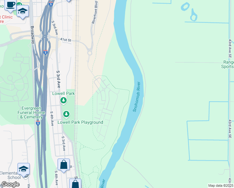 map of restaurants, bars, coffee shops, grocery stores, and more near 4504 31st Avenue Southeast in Everett