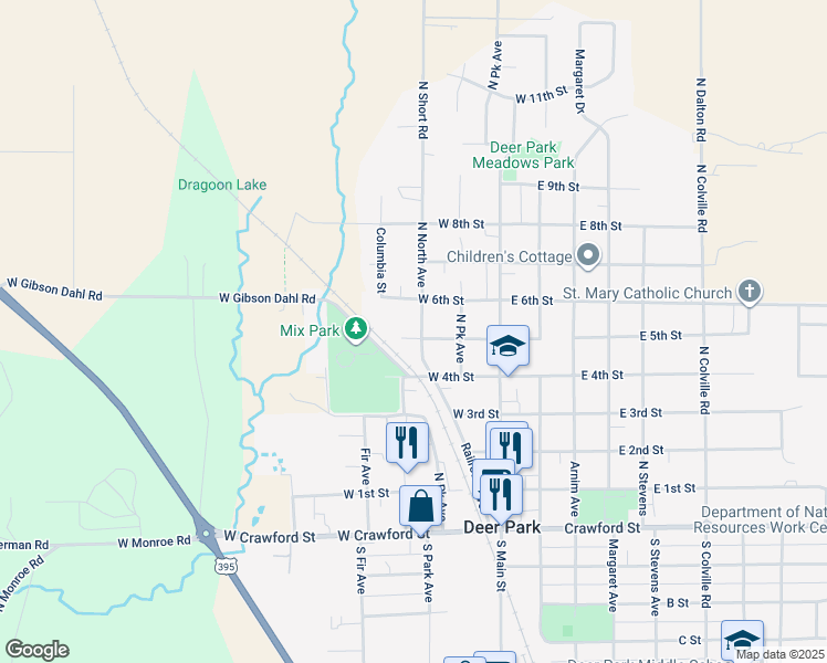 map of restaurants, bars, coffee shops, grocery stores, and more near 503 North North Avenue in Deer Park