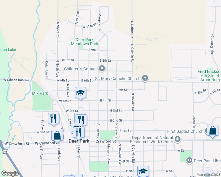 map of restaurants, bars, coffee shops, grocery stores, and more near 502 North Margaret Avenue in Deer Park