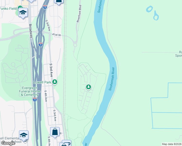 map of restaurants, bars, coffee shops, grocery stores, and more near 3023 44th St Southeast in Everett