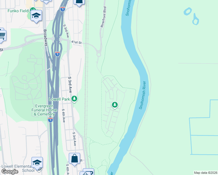 map of restaurants, bars, coffee shops, grocery stores, and more near 4323 29th Drive Southeast in Everett