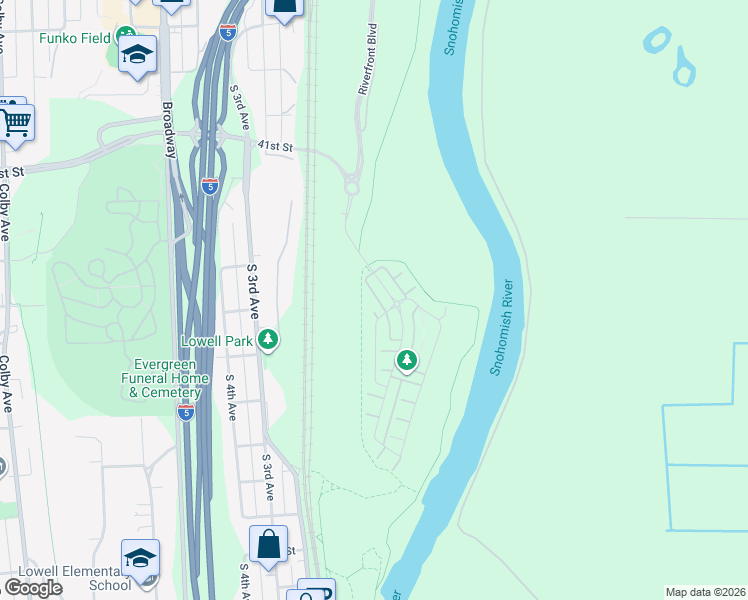 map of restaurants, bars, coffee shops, grocery stores, and more near 4323 29th Drive Southeast in Everett