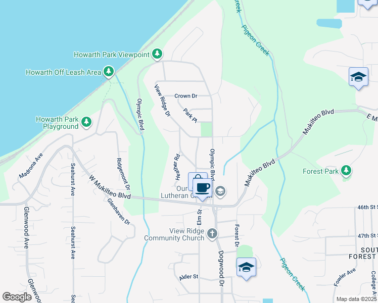 map of restaurants, bars, coffee shops, grocery stores, and more near 425 45th Street Southwest in Everett