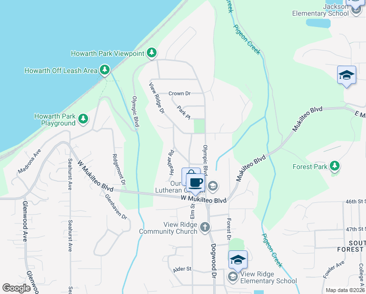 map of restaurants, bars, coffee shops, grocery stores, and more near 425 45th Street Southwest in Everett