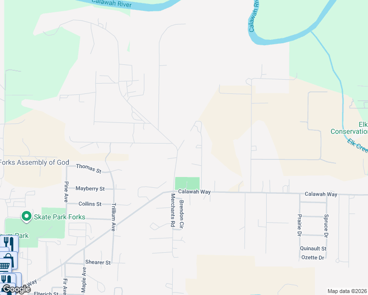 map of restaurants, bars, coffee shops, grocery stores, and more near 770 Nelson Road in Forks
