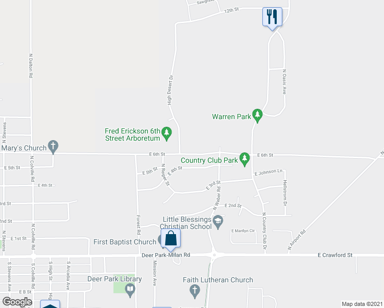 map of restaurants, bars, coffee shops, grocery stores, and more near East 6th Street in Deer Park